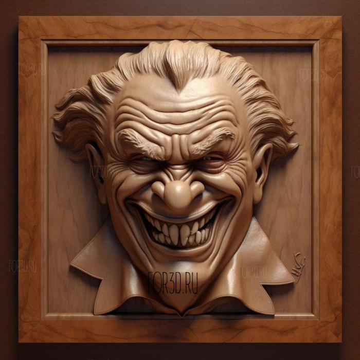 Joker grinning 4 stl model for CNC